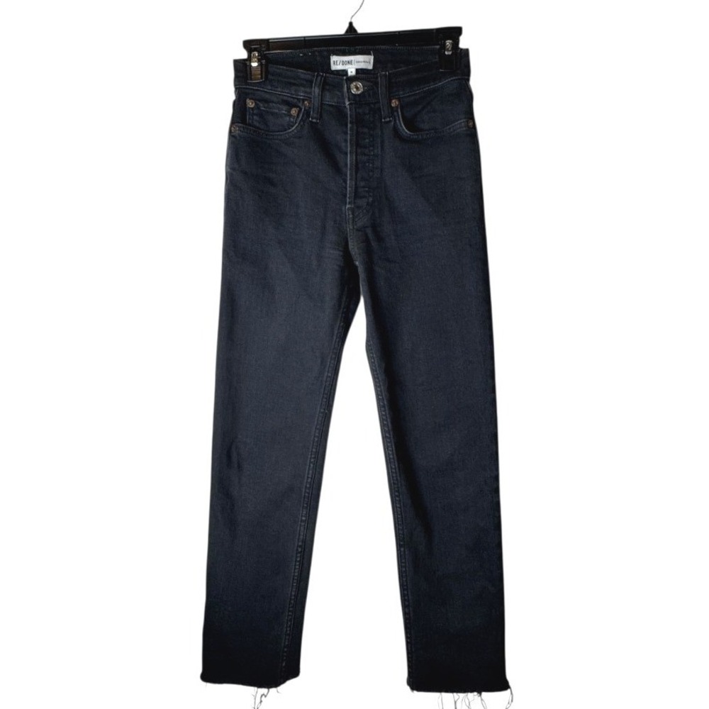 RE/DONE Jeans Wome 24 Black Washed Noir Comfort Stretch High Rise Stove‎ Pipe